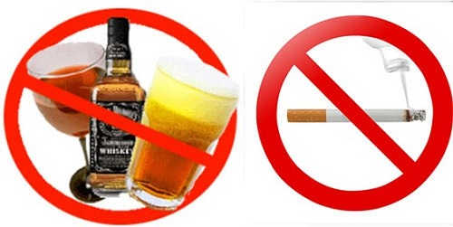 Tránh sử dụng rượu bia, thuốc lá